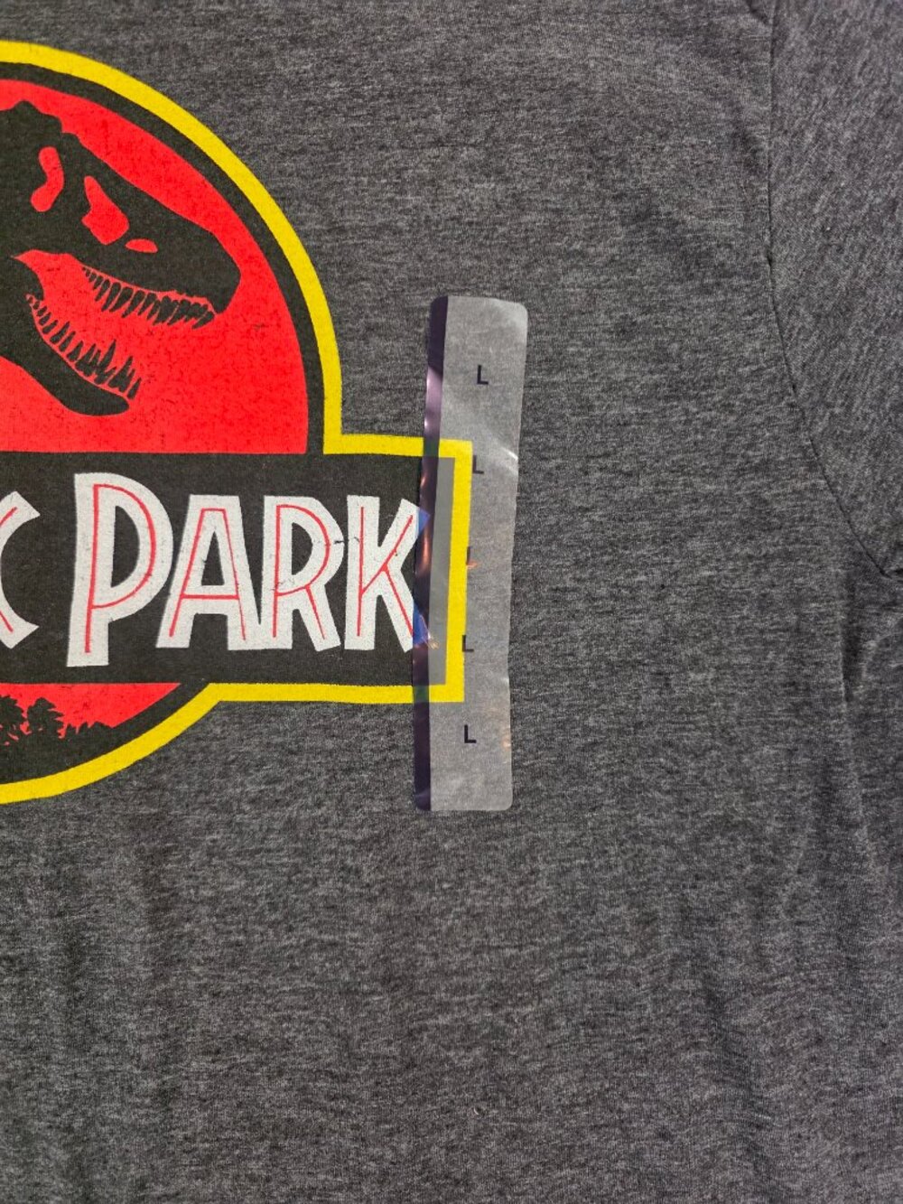 Jurassic Park Graphic T-Shirt Gray Short Sleeve T-Rex Logo Movie Tee Men's Large - Picture 9 of 11